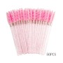 Periute Mascara pentru extensii gene false, 50 bucati PMS010 Roz cu sclipici